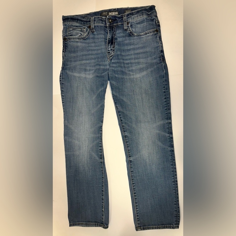 BKE Buckle Jeans Mens Carter 32x29 Straight Stretch Distressed Embroidered Denim